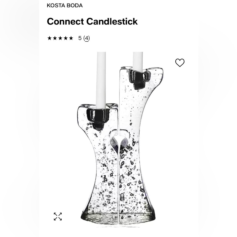 Kosta Boda Connect Heart Glass Sculpture Candlestick Pair-Heavy-Lovers Art
